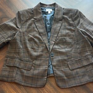 Croft and Barrow Brown Plaid Blazer